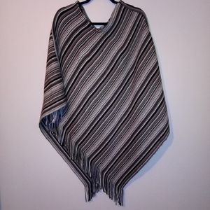 Knit stripe poncho